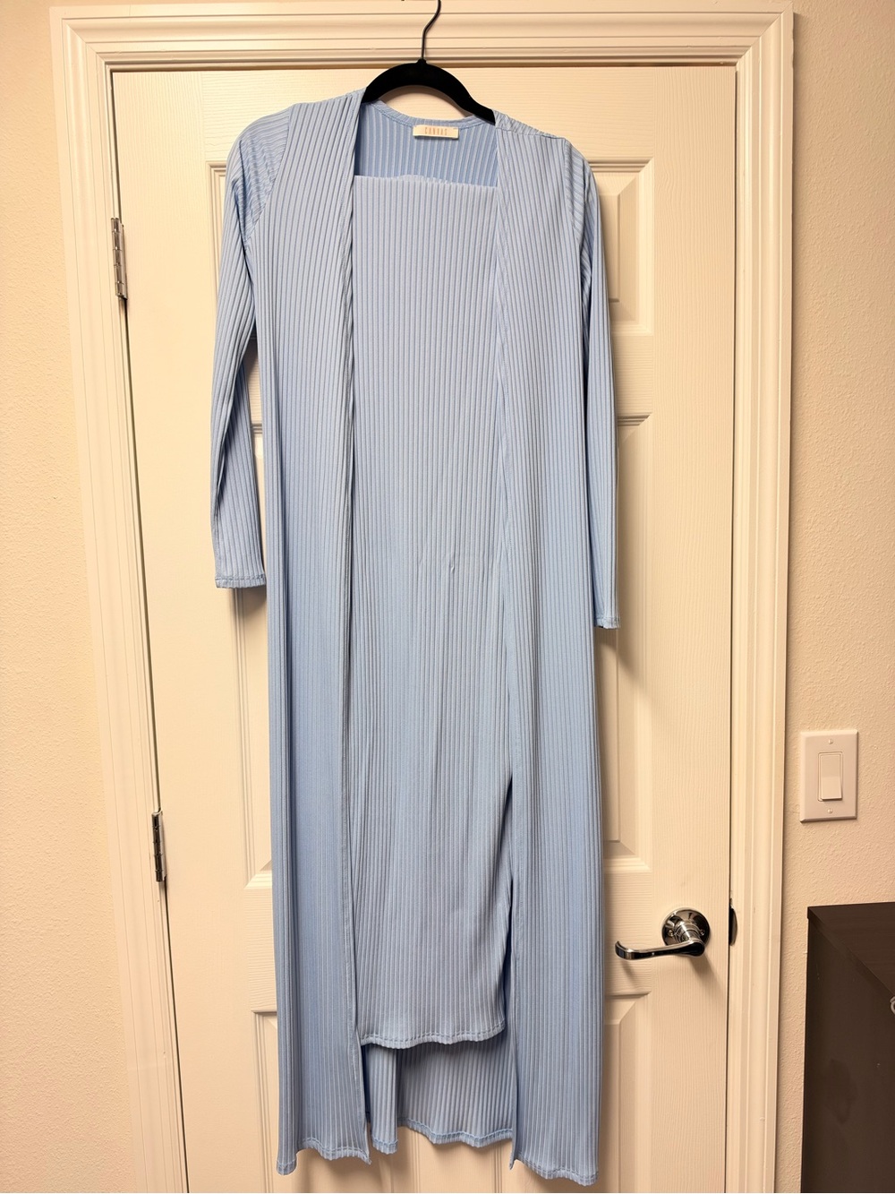 Pinkblush Light Blue Long Sleeve Ribbed Maternity Set with Cardigan